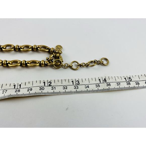 J.Crew Coin Charm Necklace Crystal Star Black Chunky Gold Heavy Rare Unique Disc - Picture 15 of 16